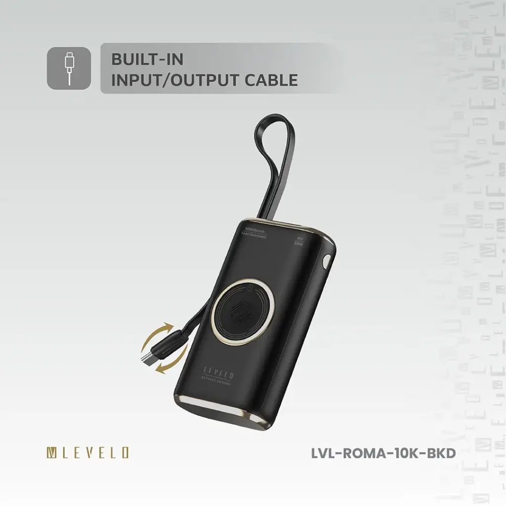 Levelo Roma 10000mAh Power Bank With Integrated Cable & Apple Watch Charger