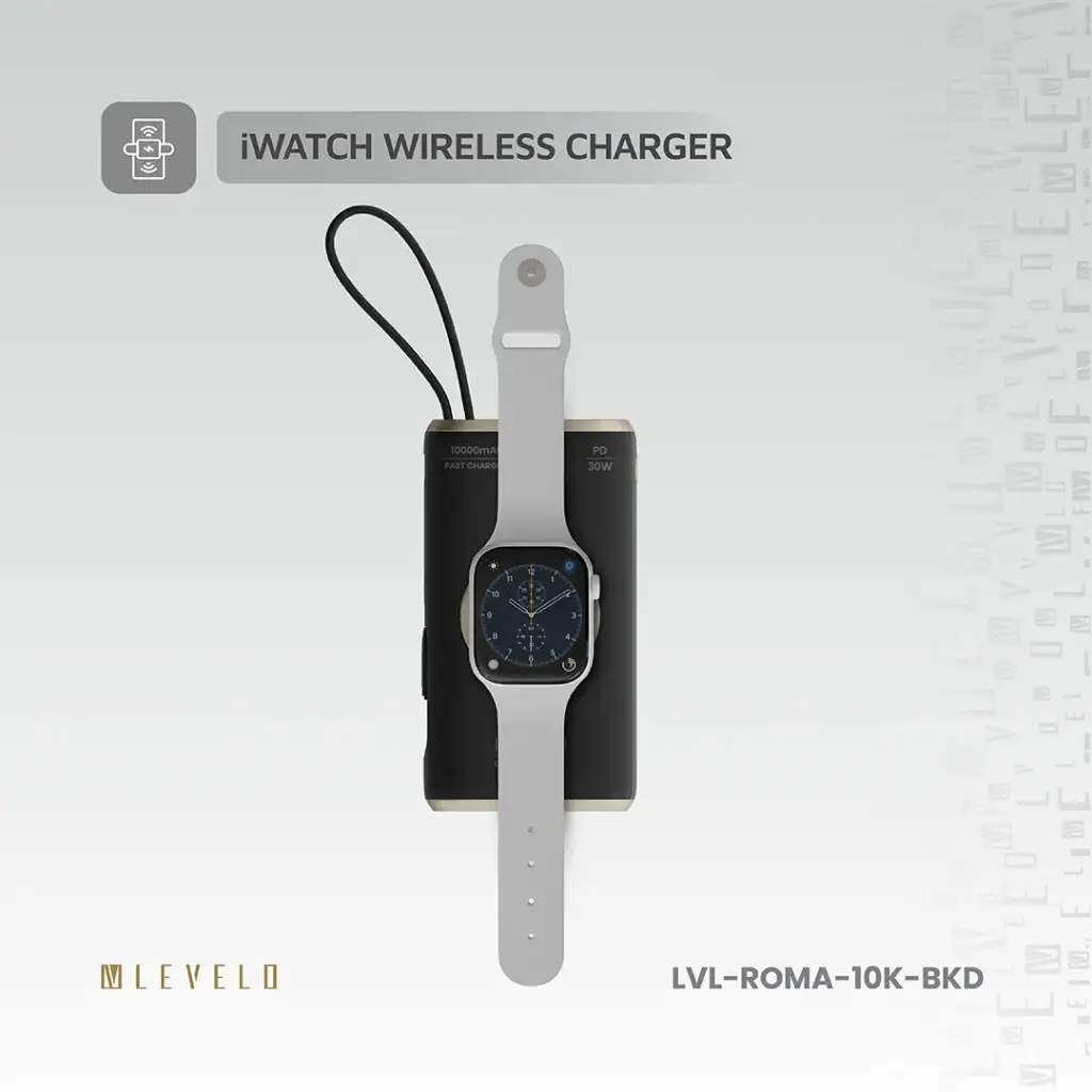 Levelo Roma 10000mAh Power Bank With Integrated Cable & Apple Watch Charger