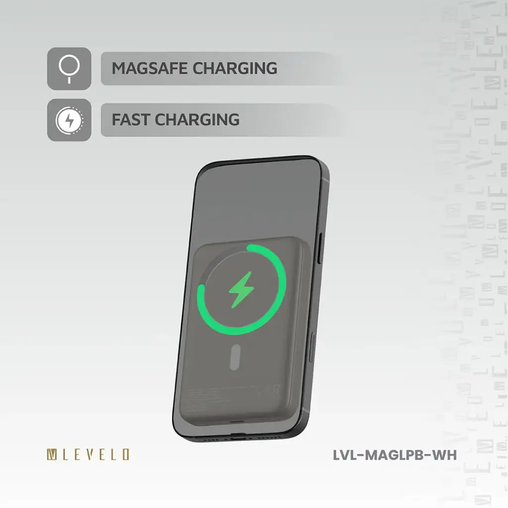 Levelo MagLight Portable Power Bank 8000mAh - White