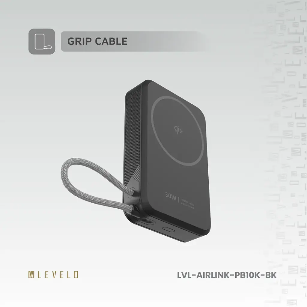 Levelo AirLink 10000mAh MagSafe Power Bank - Black