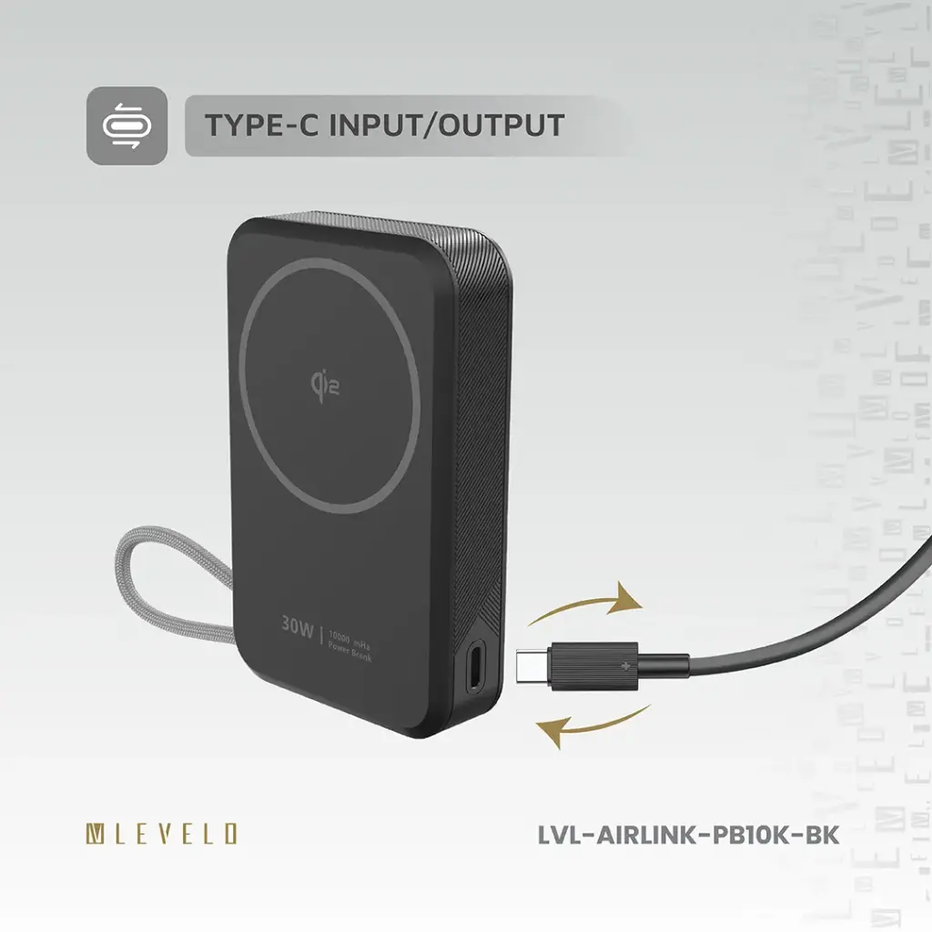 Levelo AirLink 10000mAh MagSafe Power Bank - Black