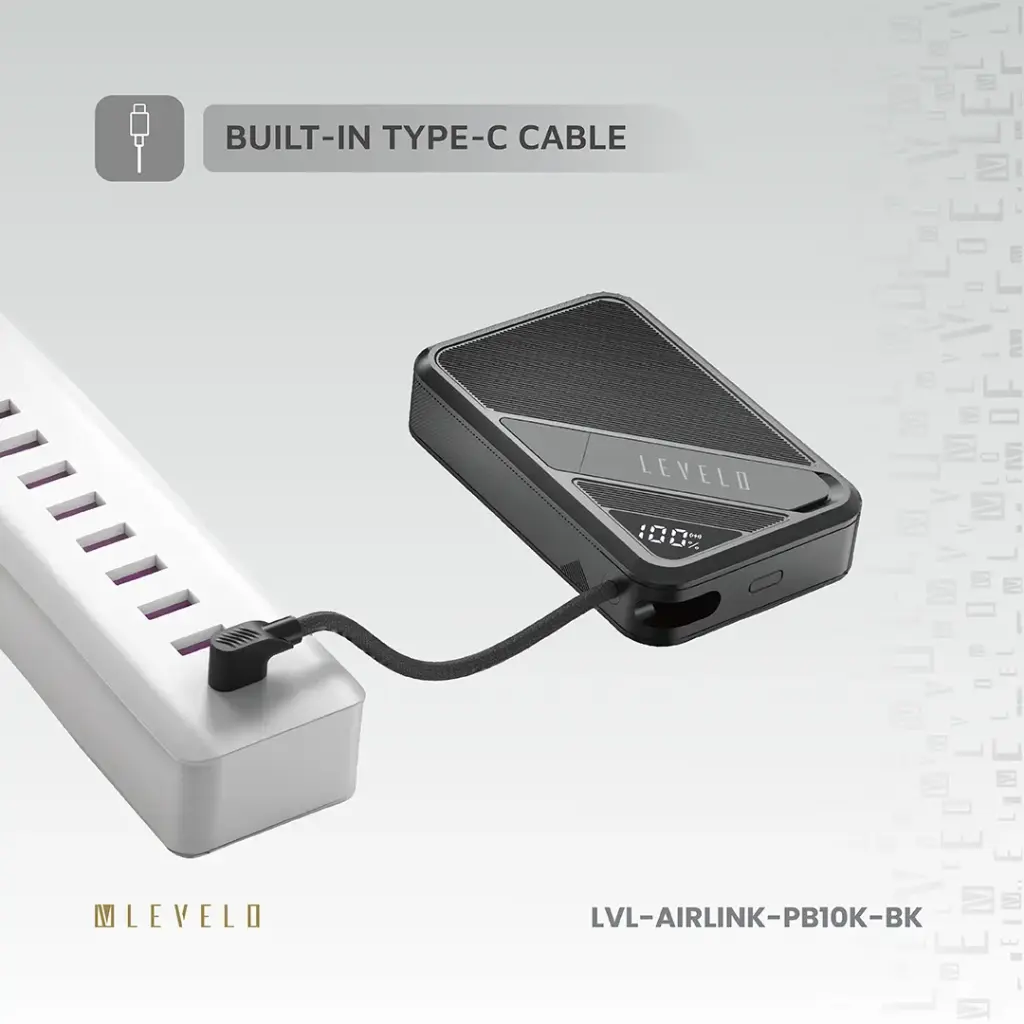Levelo AirLink 10000mAh MagSafe Power Bank - Black