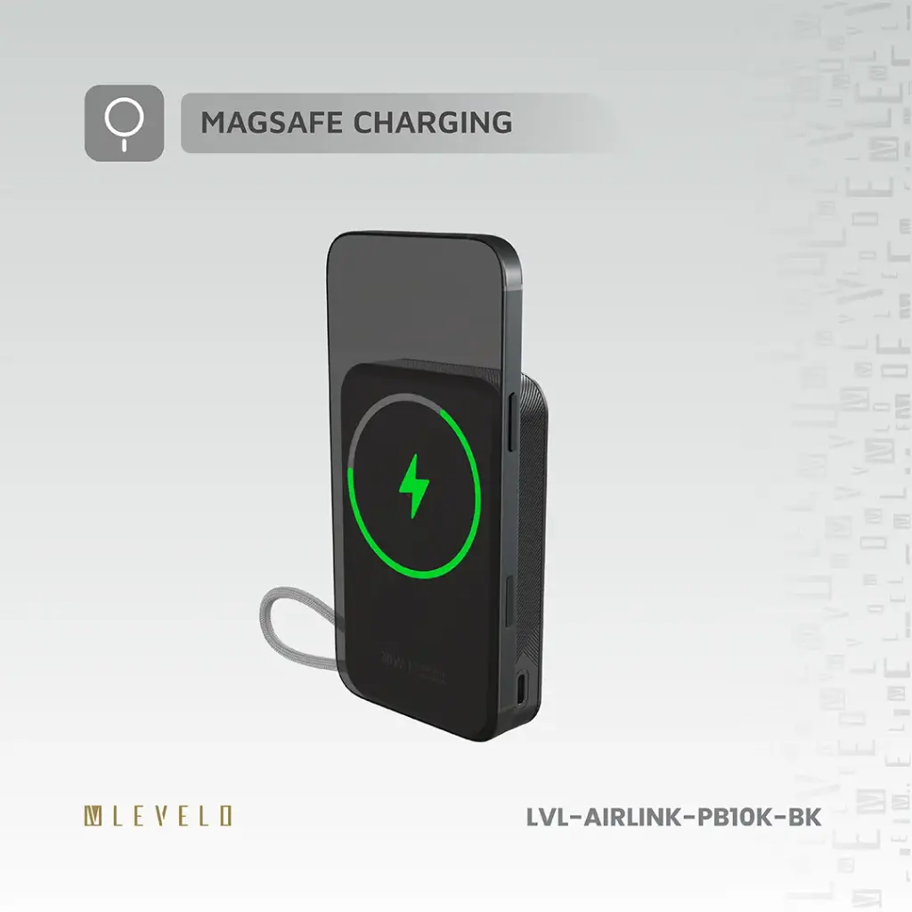 Levelo AirLink 10000mAh MagSafe Power Bank - Black