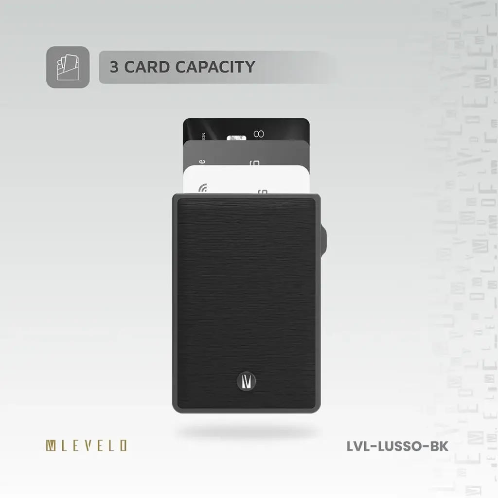 Levelo Lusso MagSafe Saffiano Leather Card Holder - Black