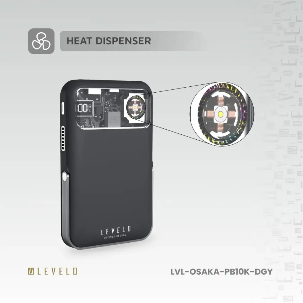 Levelo Osaka Portable 10000mAh Power Bank -  Dark Grey