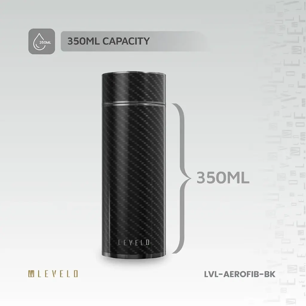 Levelo AeroFiber 350ML Carbon Fiber Bottle - Black