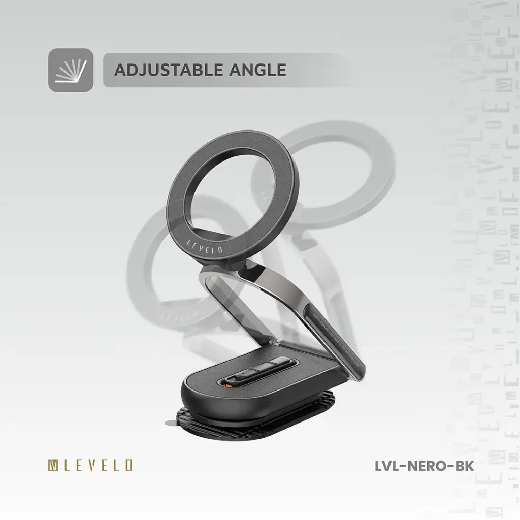 Levelo Nero MagSafe Car Holder & Selfie Stick - Black