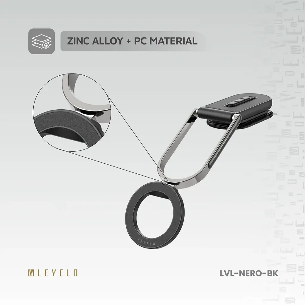 Levelo Nero MagSafe Car Holder & Selfie Stick - Black