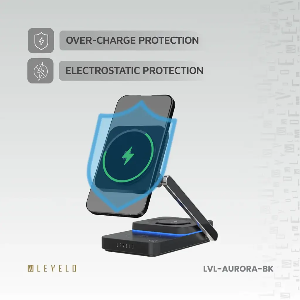 Levelo Aurora 3 In 1 Wireless Charger - Black