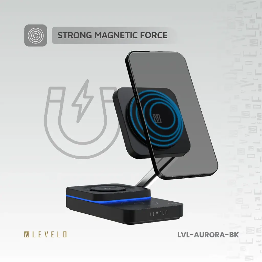 Levelo Aurora 3 In 1 Wireless Charger - Black