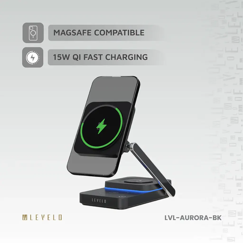 Levelo Aurora 3 In 1 Wireless Charger - Black
