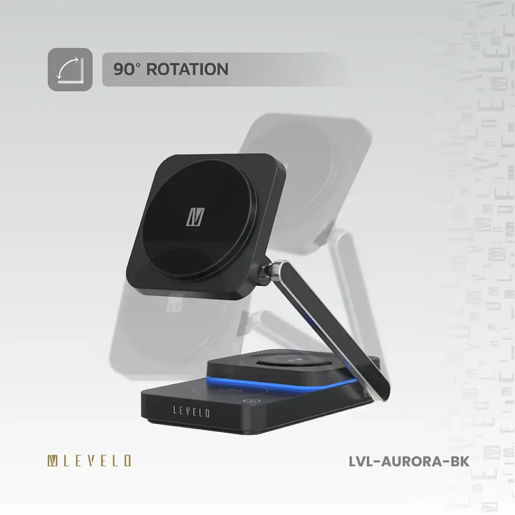 Levelo Aurora 3 In 1 Wireless Charger - Black