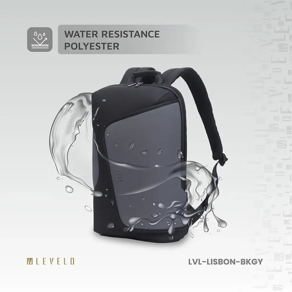 Levelo Lisbon Carrying Laptop/Universal 15.6” Backpack - Black/Grey