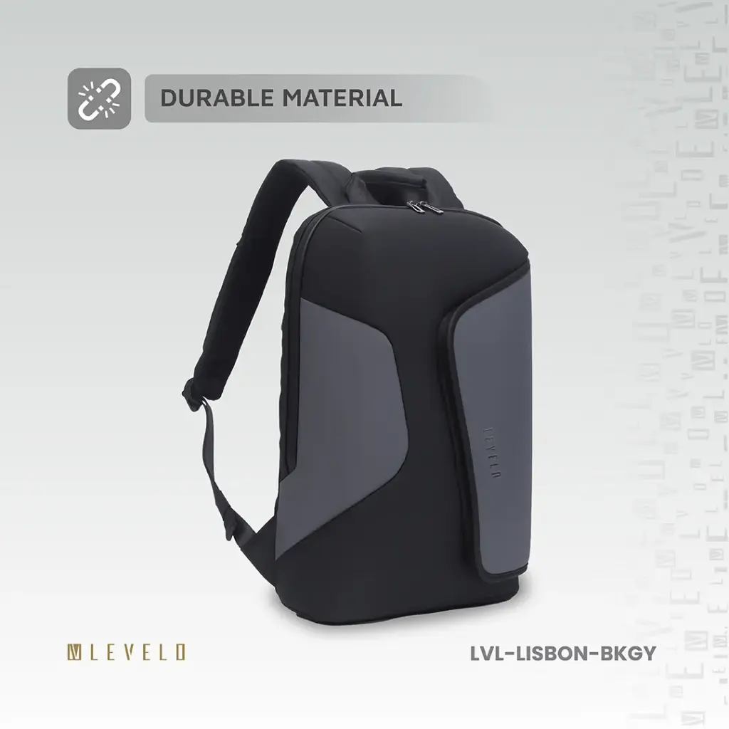 Levelo Lisbon Carrying Laptop/Universal 15.6” Backpack - Black/Grey