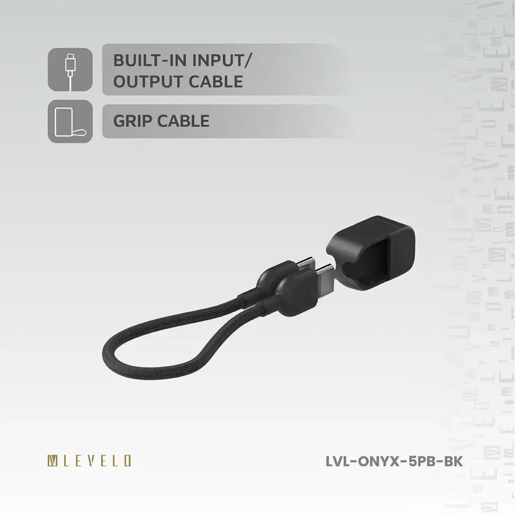 Levelo Onyx Portable 5000mAh 3 in 1 Cardholder Power Bank - Black