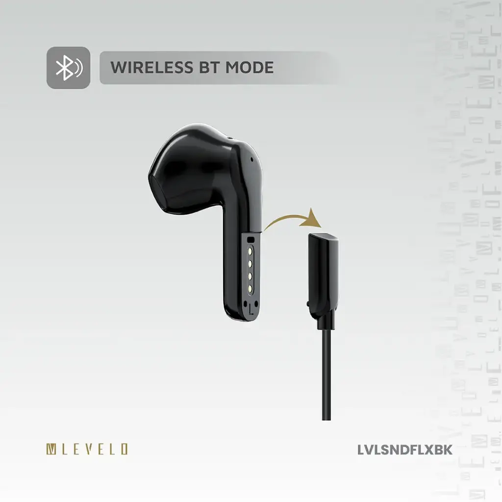 Levelo 2 in 1 TWS Wired Earphones Soundflex - Black