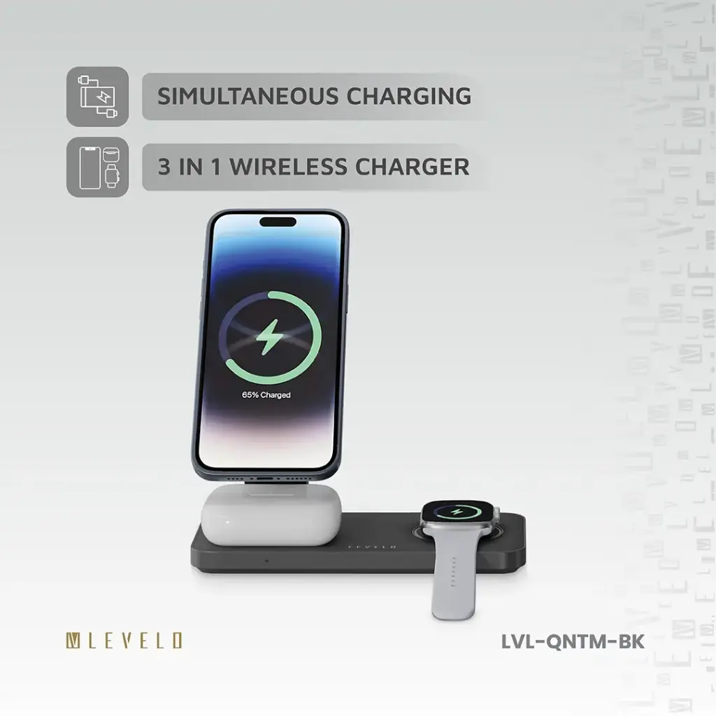 Levelo Quantum 3 in 1 Wireless Charger - Black