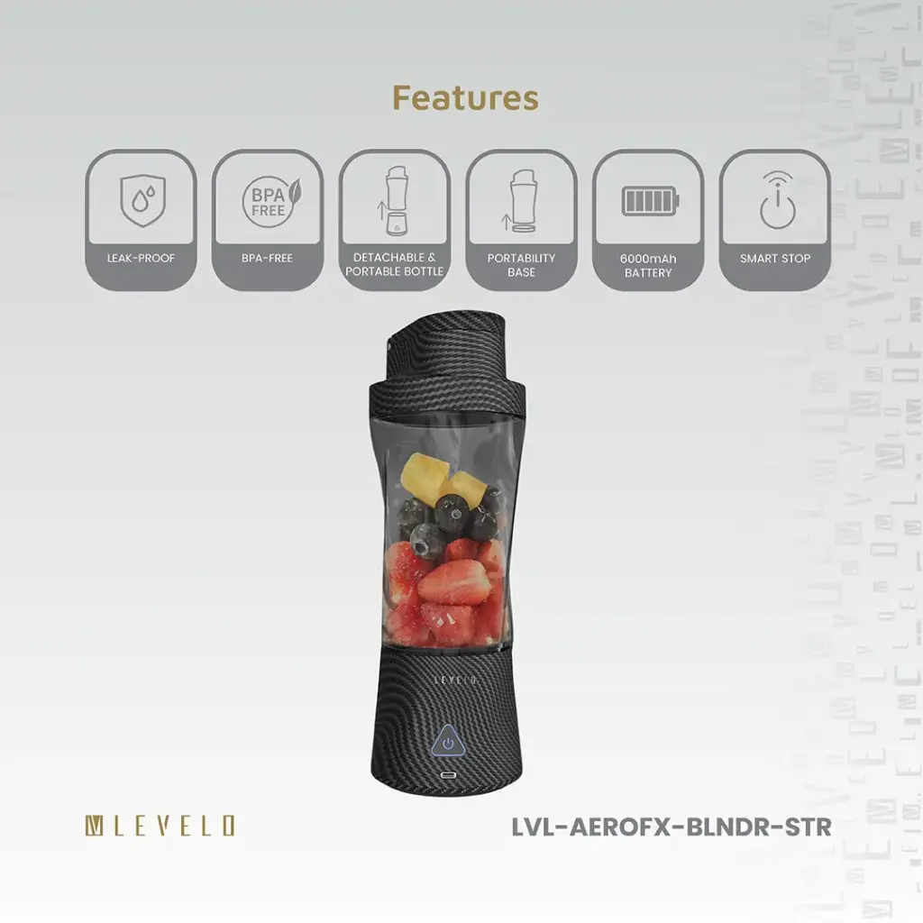 Levelo Portable Carbon Fiber Blender Aeroflex - Smoky Transparent