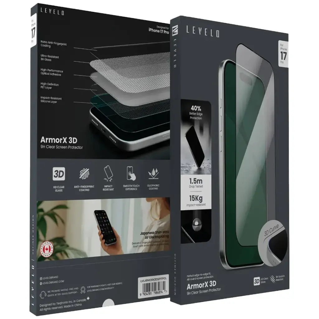 Levelo ArmorX 3D 9H Screen Protector - Clear.webp