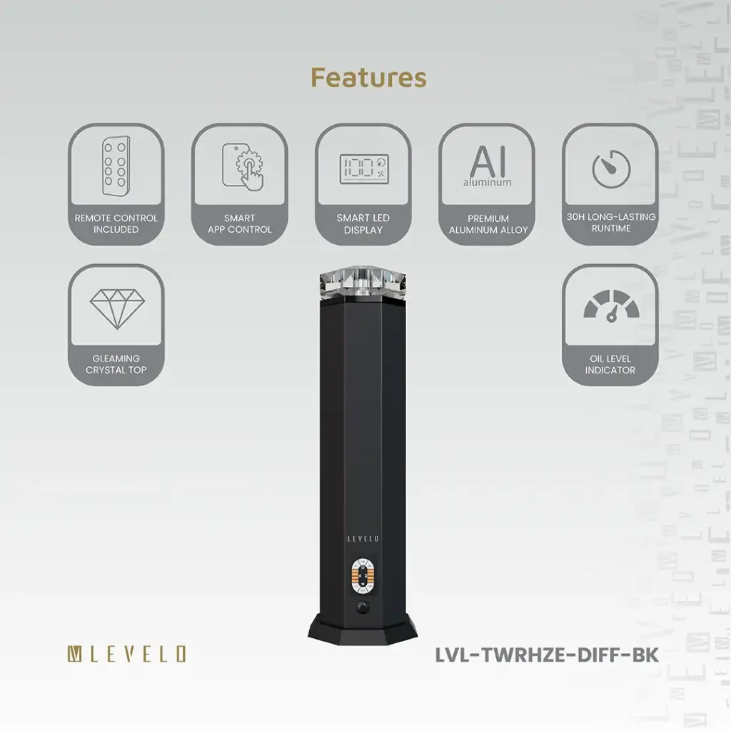 Levelo Ultrasonic Indoor Aroma Diffuser - Black.webp