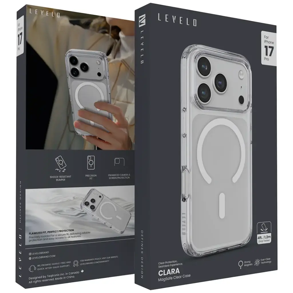 Levelo Clara MagSafe Clear Case for iPhone 17 Series - Transparent (4).webp