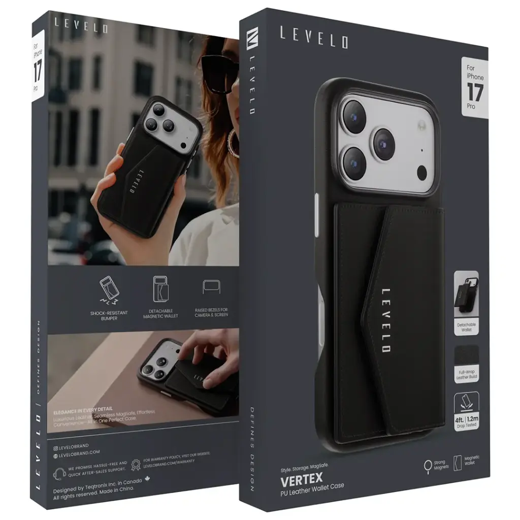 Levelo Vertex PU Leather Wallet Case for iPhone 17 ProPro Max.webp