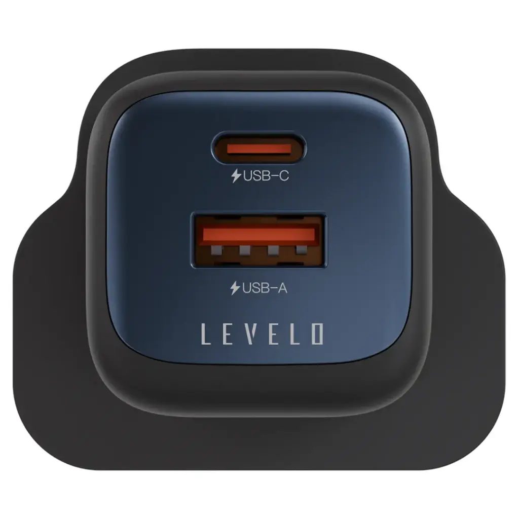 Levelo Vero GaN Double Port Adapter 20W with Type-C to Type-C Cable - Black  Blue.webp