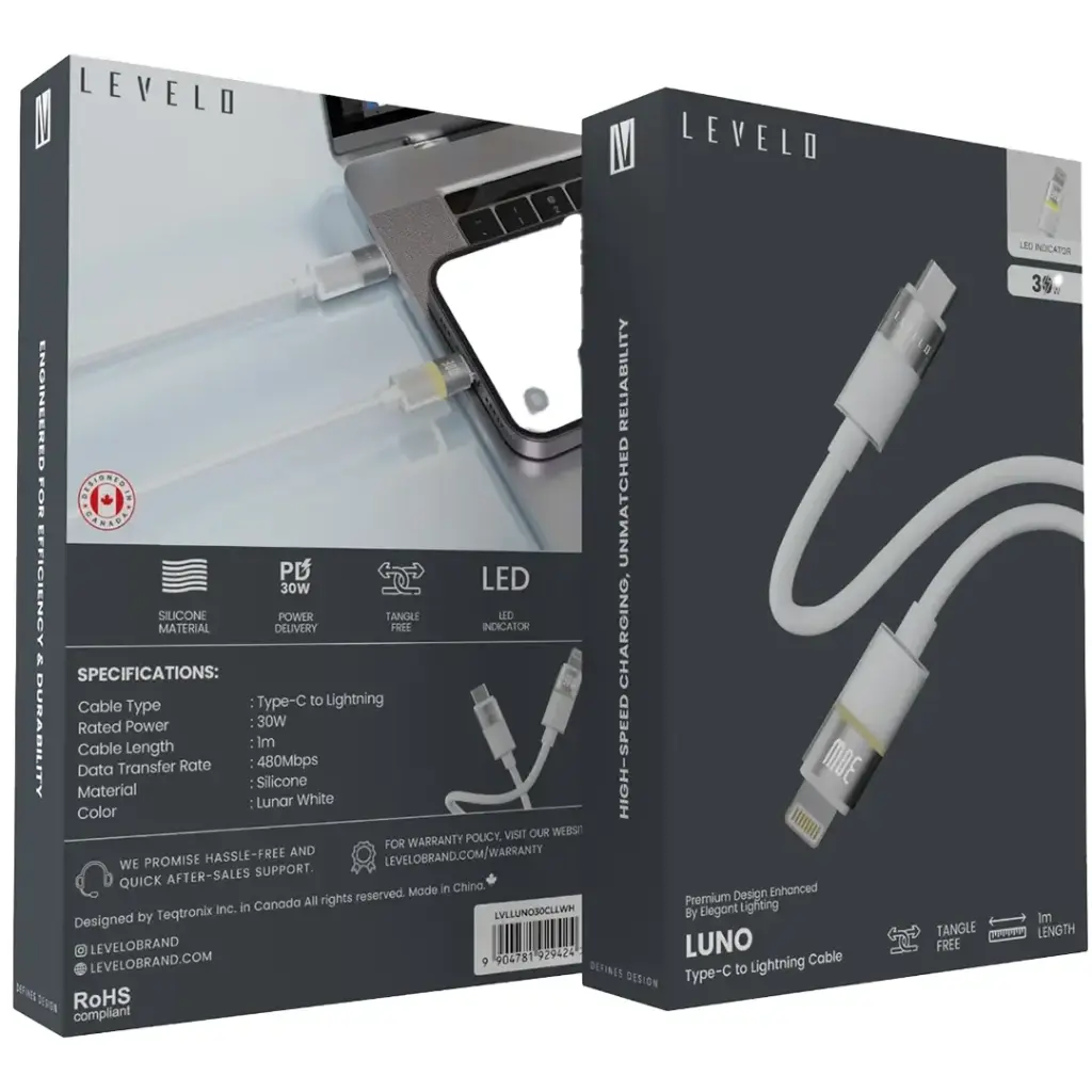 Levelo Luno Type-C to Lightning Cable 1m PD 30W (3).webp