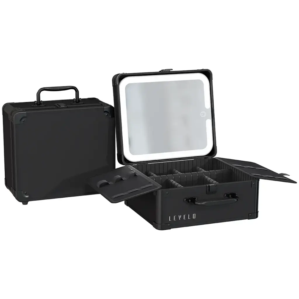 Levelo Elite Makeup Box Organizer With Mirror - Black4.webp