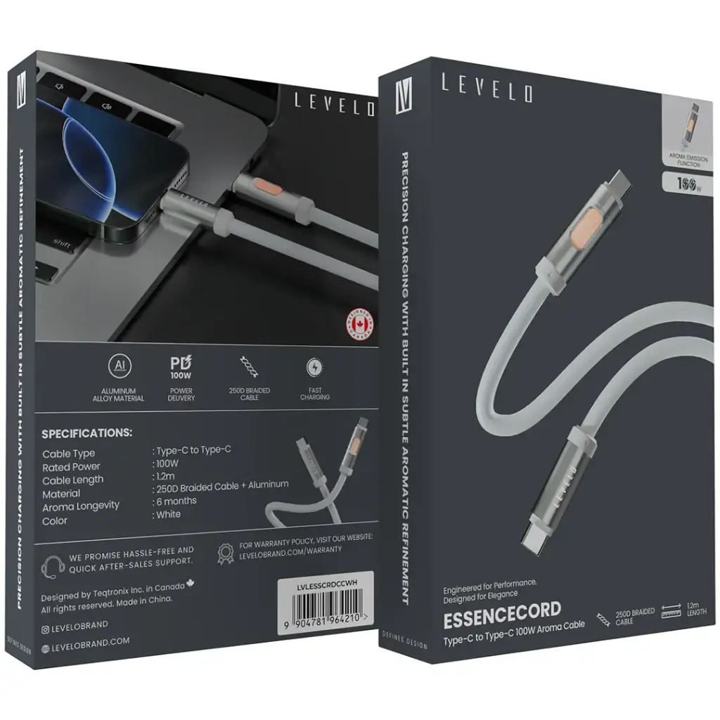Levelo Essencecord Type-C to Type-C 100W Aroma Cable - White.webp