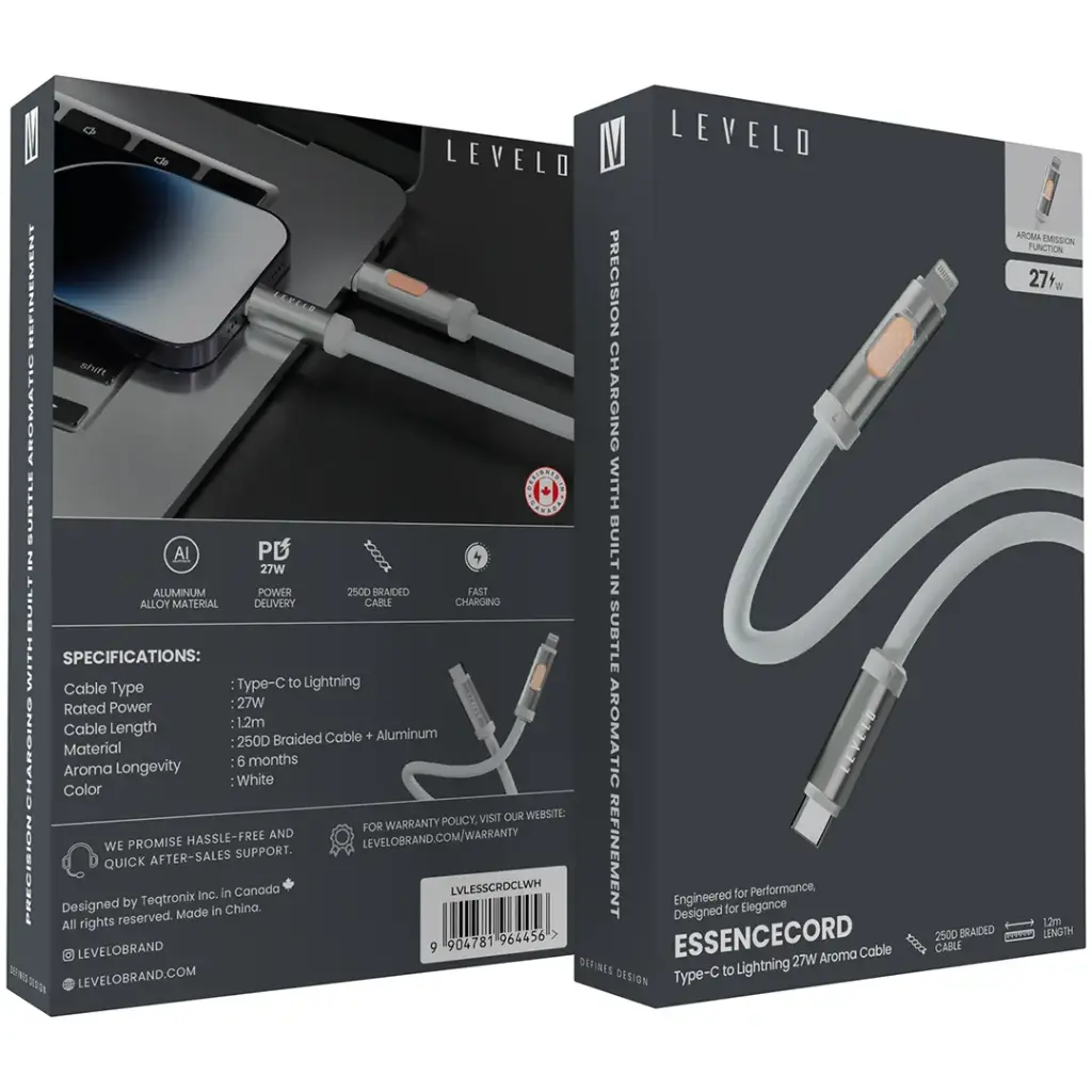 Levelo Essencecord Type-C to lightning 27W Aroma Cable - White2.webp