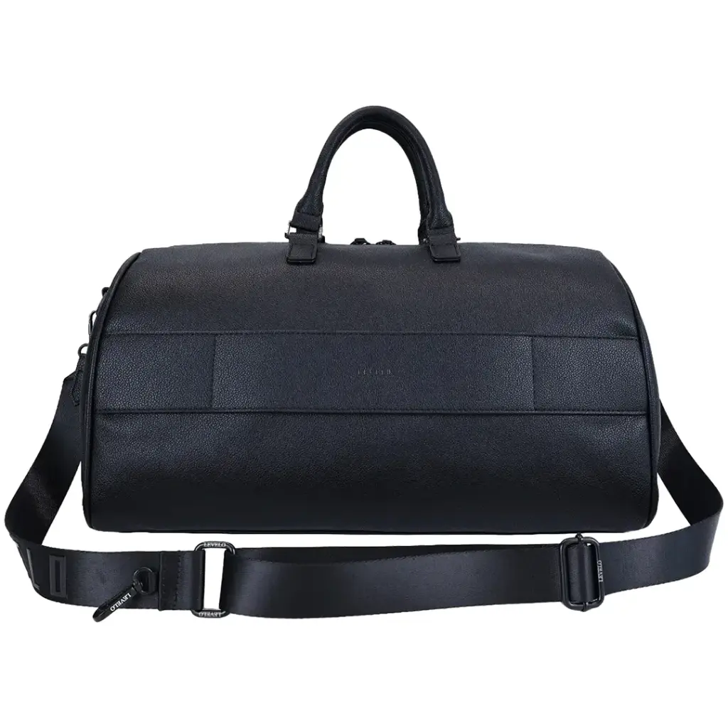 Levelo Carryall PU Leather Duffle Bag - Black.webp