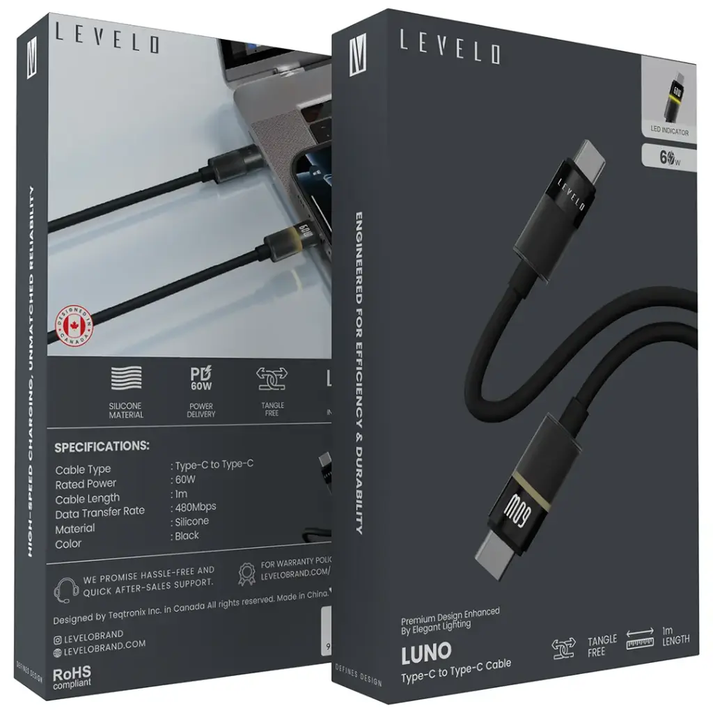 Levelo Luno Type-C to Type-C Cable 1m PD 60W.webp