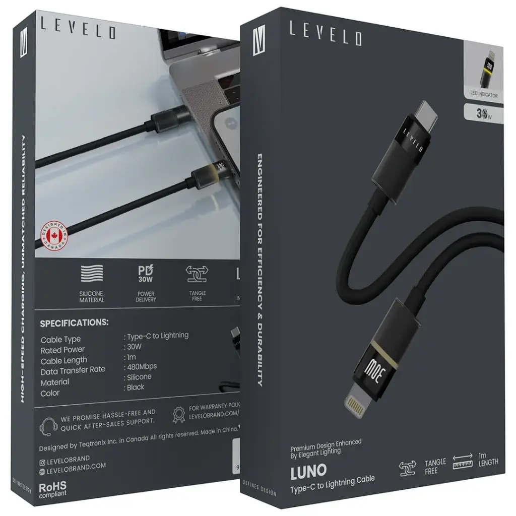 Levelo Luno Type-C to Lightning Cable 1m PD 30W3.webp