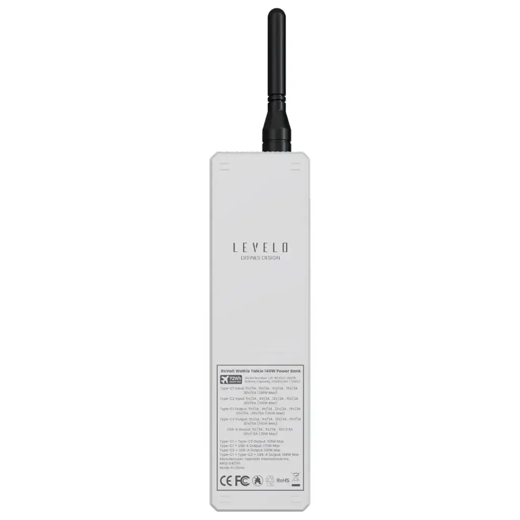 Levelo Revolt 20000mAh Walkie Talkie Power Bank - White2.webp