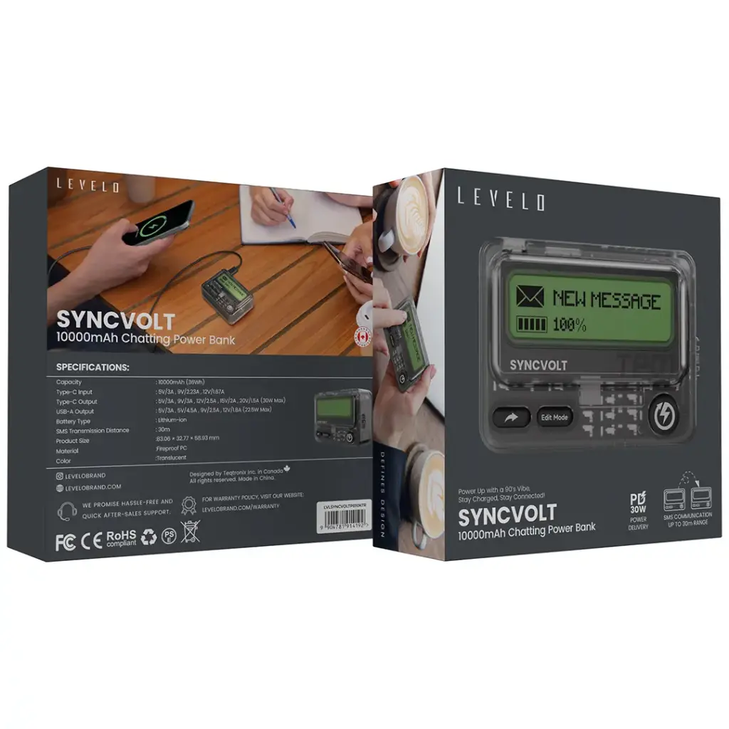 Levelo Syncvolt 10000mAh Chatting Power Bank - Translucent.webp