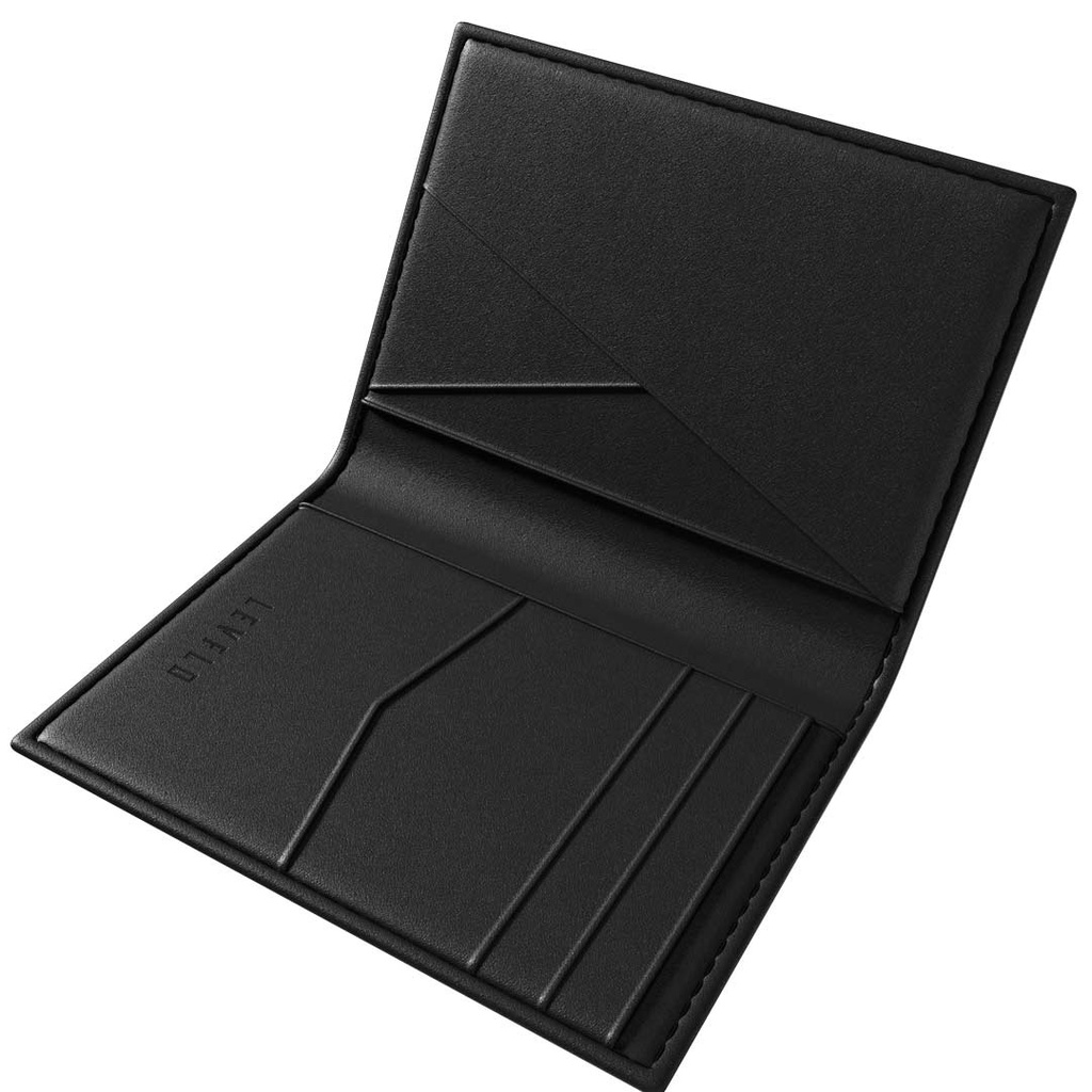 Levelo Bifold Genuine Leather With Debossed Logo Pocket Organizer
