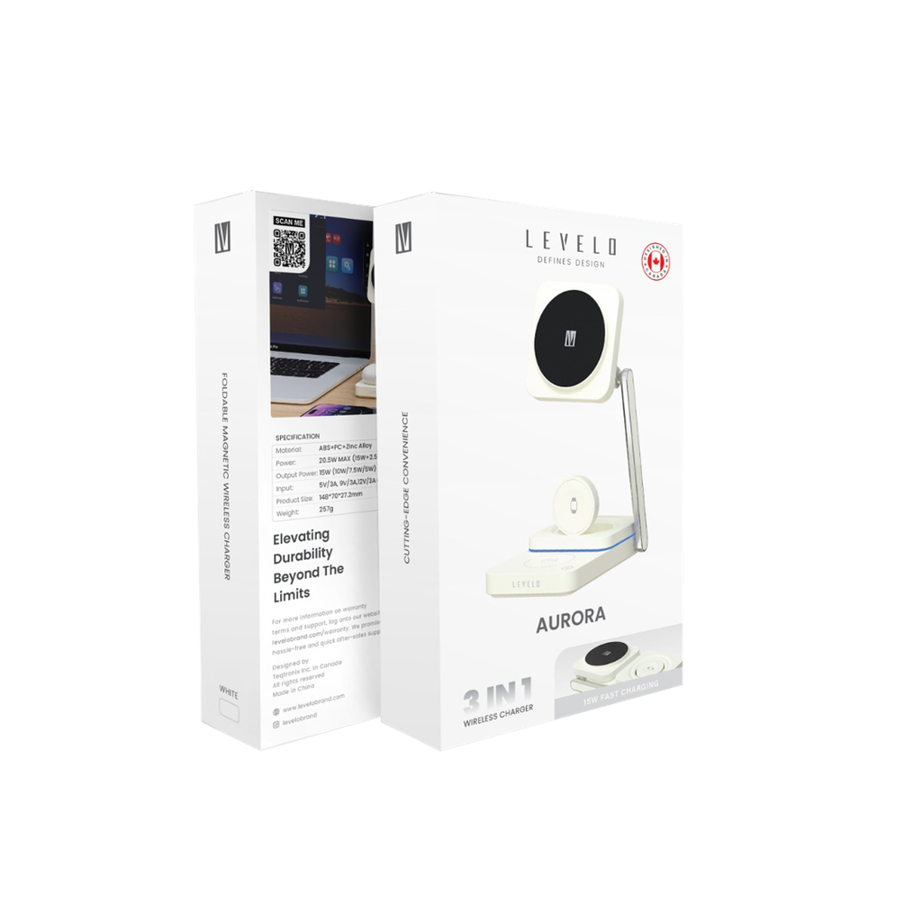 Levelo Aurora 3 In 1 Wireless Charger - White	