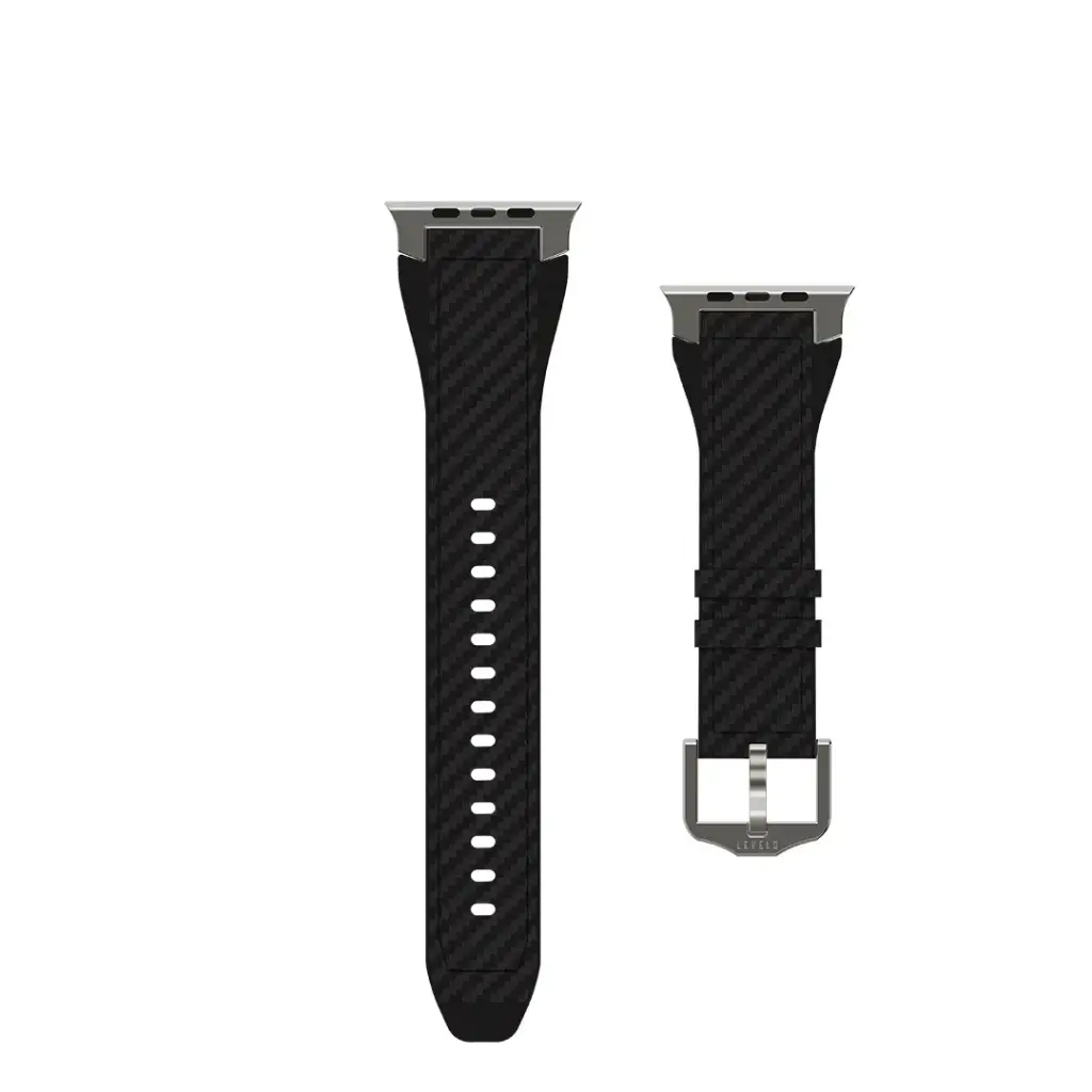 Levelo Toray Silicone & Leather Watch Strap - Black4.webp