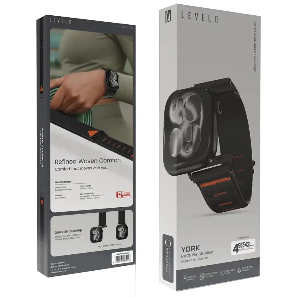 Levelo York Nylon Watch Strap - Black4.webp
