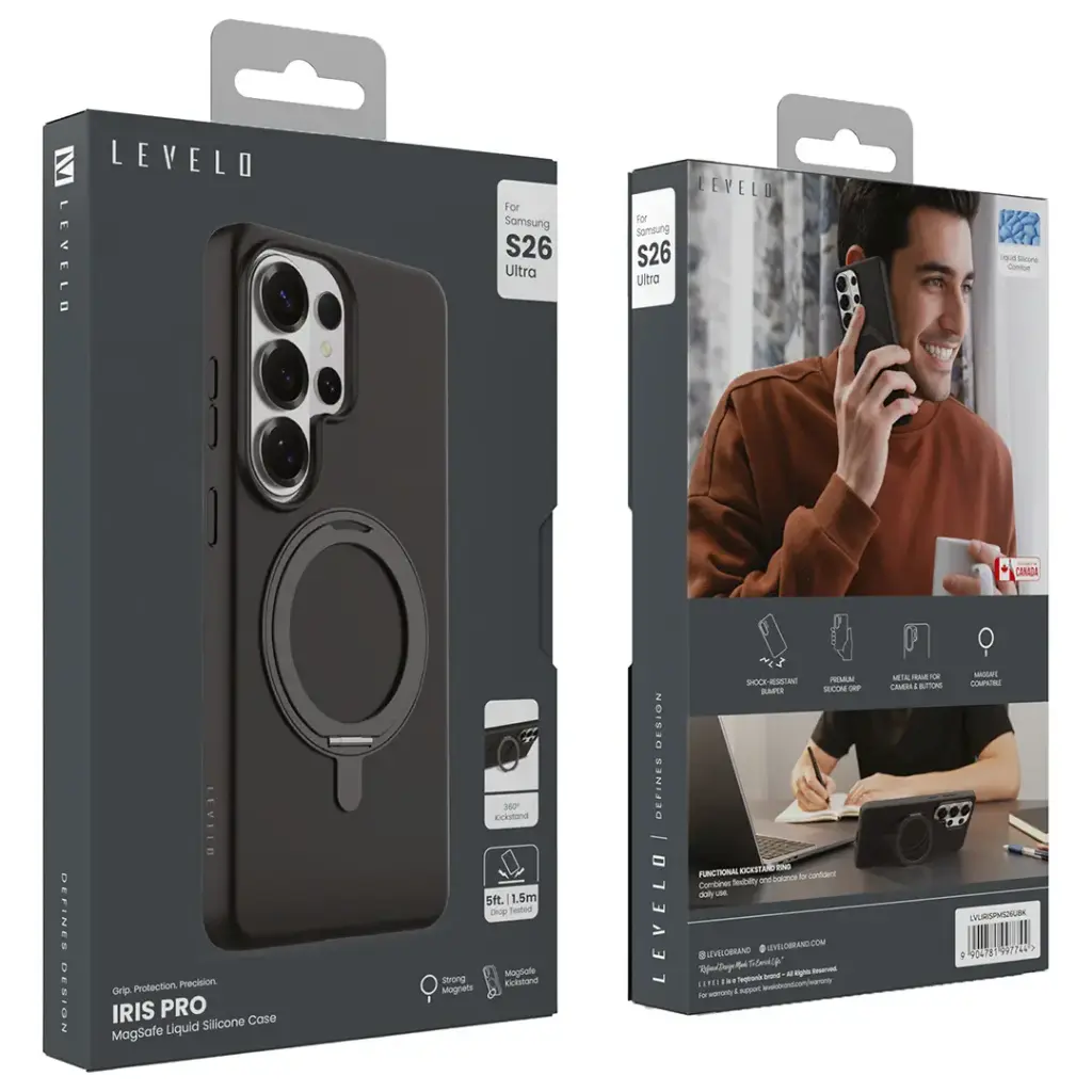 Levelo Iris Pro MagSafe Liquid Silicone Case for S26 Ultra - Black.webp