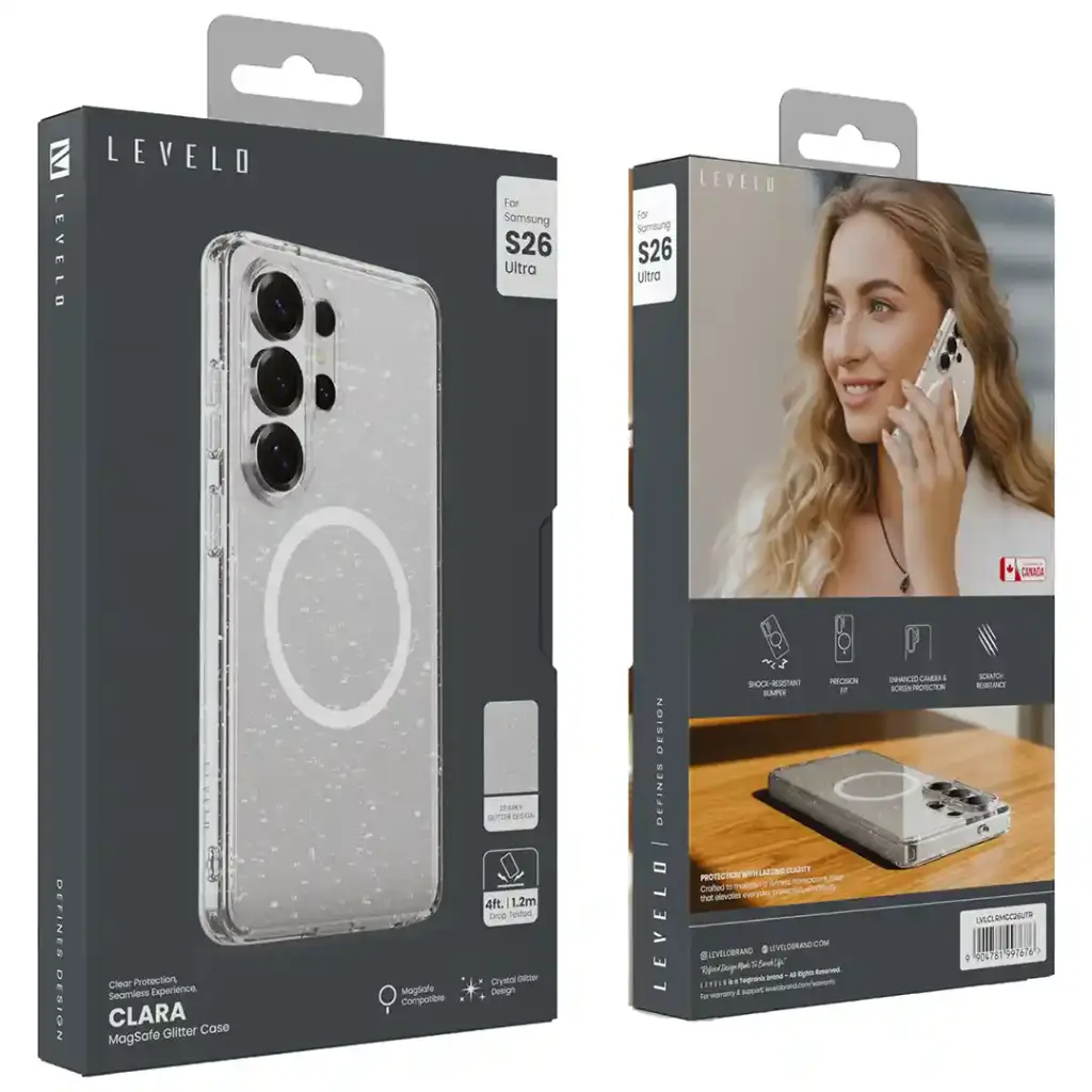 Levelo Clara MagSafe Glitter Case for S26 Ultra - transparent4.webp