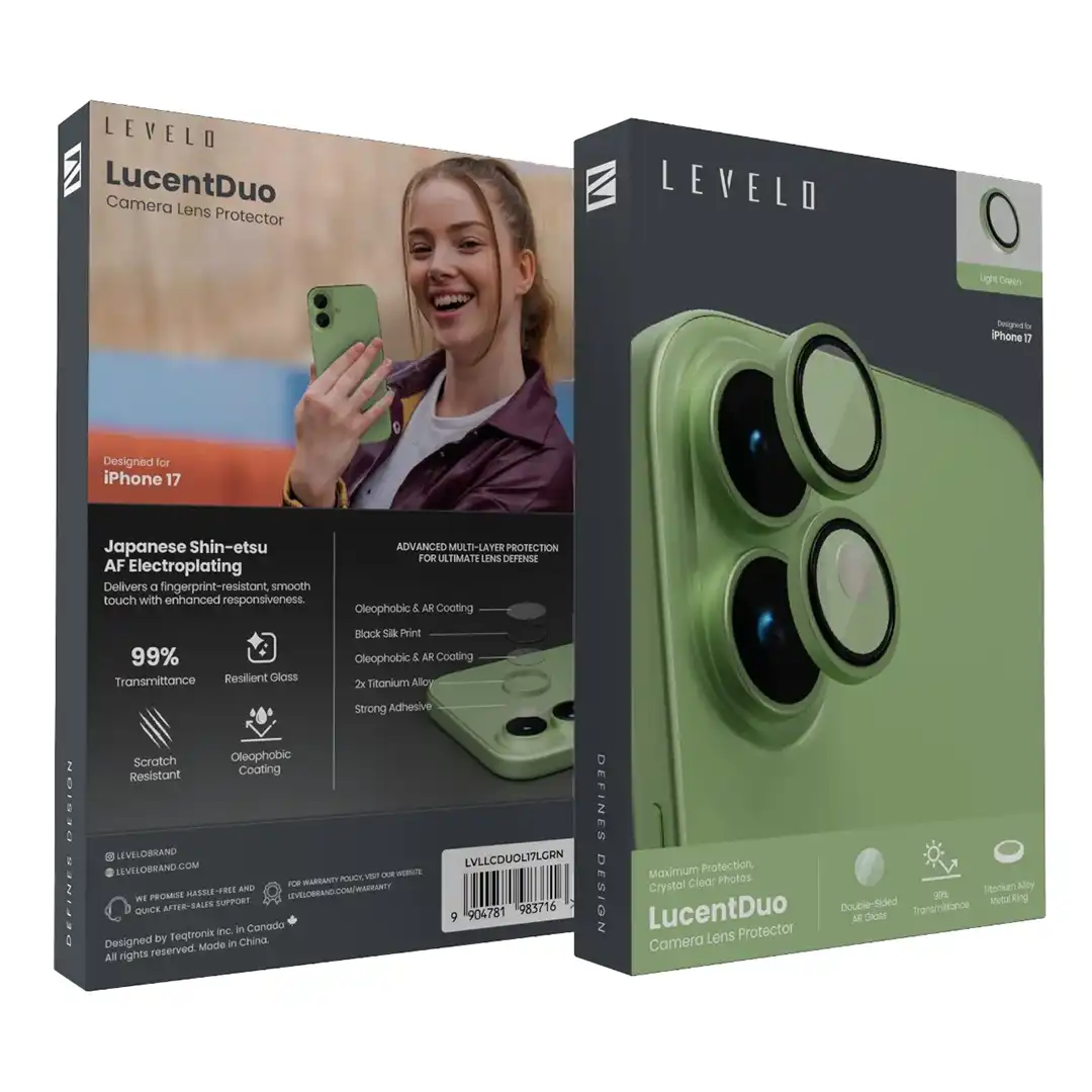 Levelo LucentDuo Lens Protector for iPhone 17 (LVLLCDUOL17LGRN)