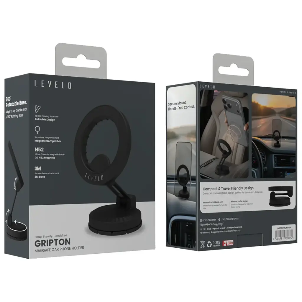 Levelo Gripton MagSafe Car Phone Holder - Onyx Black5.webp
