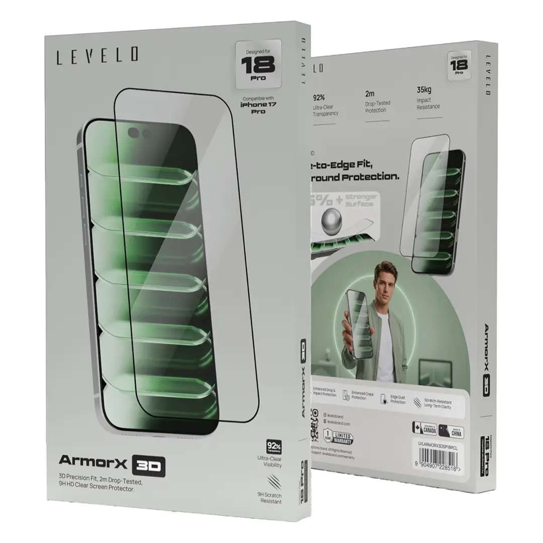 Levelo ArmorX 3D HD Screen Protector for iPhone 18 Pro / Pro Max (LVLARMORX3DSP18PCL)
