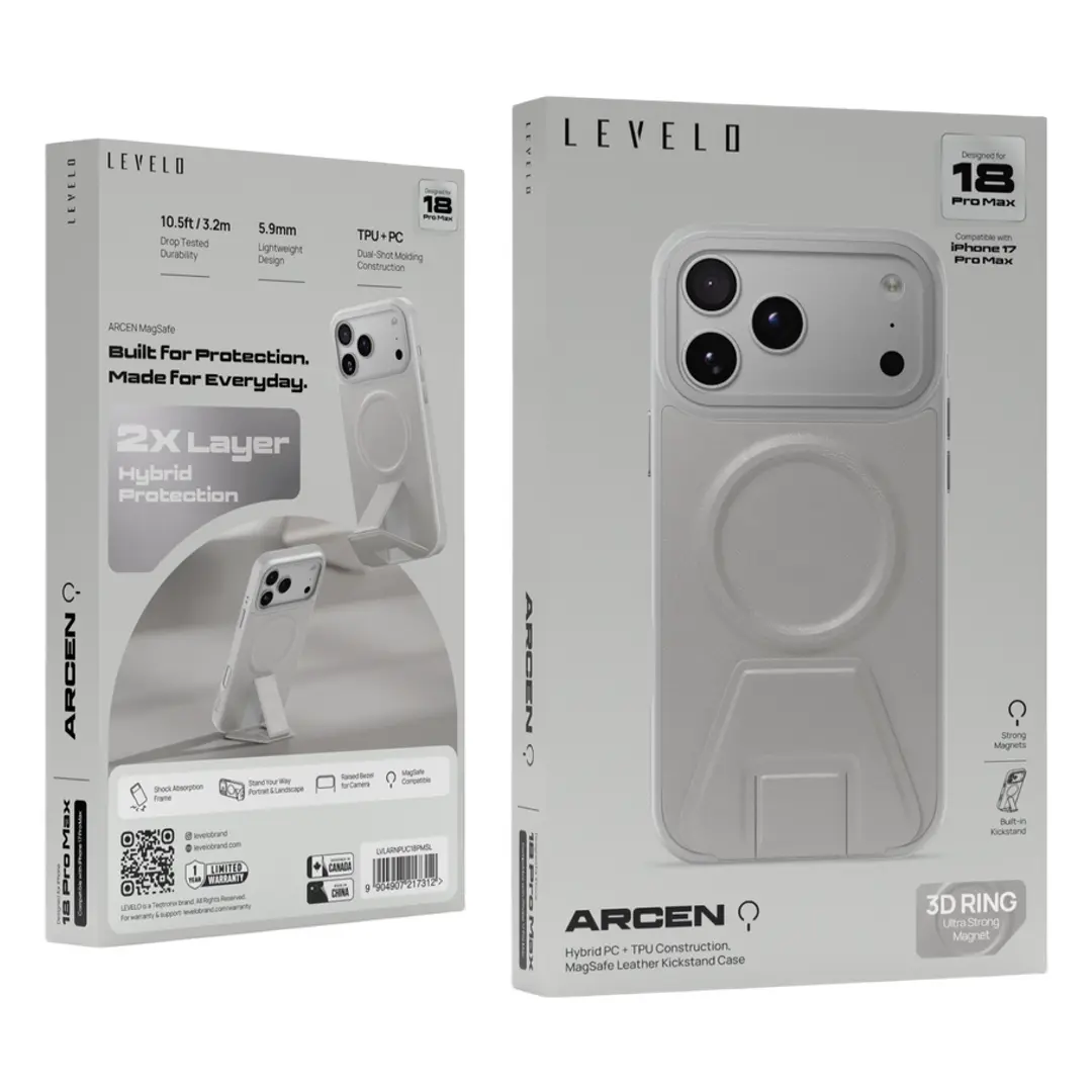 Levelo Arcen MagSafe PU Leather Case with Kickstand for iPhone 18 Pro / Pro Max (LVLARNPUC18PSL)