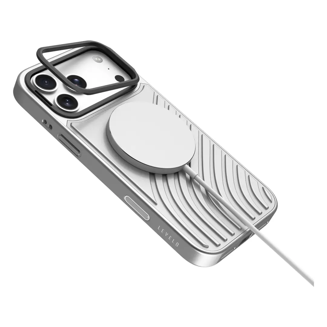 Levelo ARC MagSafe PU Leather Case for iPhone 18 Series - Silver (LVLARCMPULC18PSL)