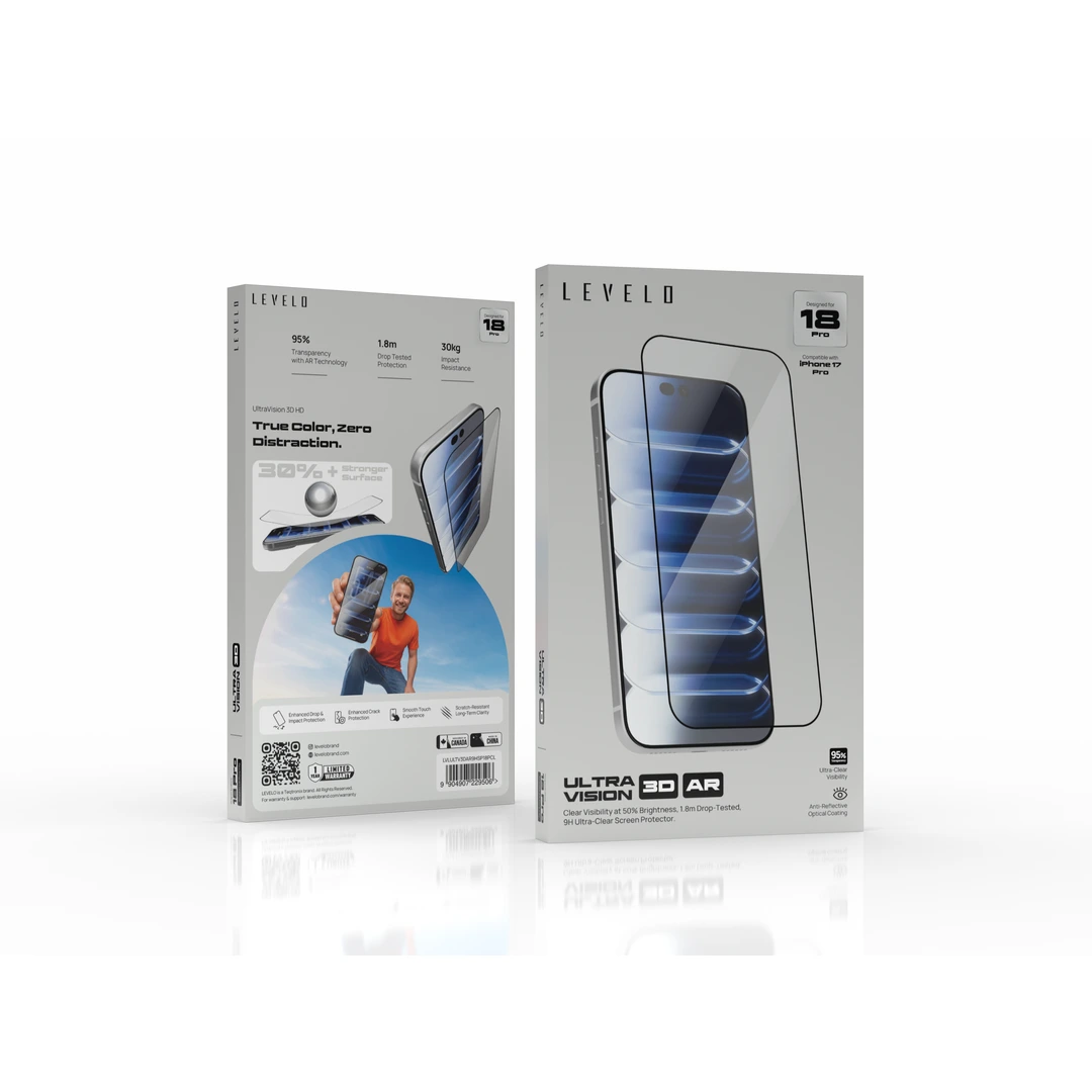 Levelo UltraVision 3D AR 9H Ultra-Clear Screen Protector for iPhone 18 Series (LVLULTV3DAR9HSP18PCL)