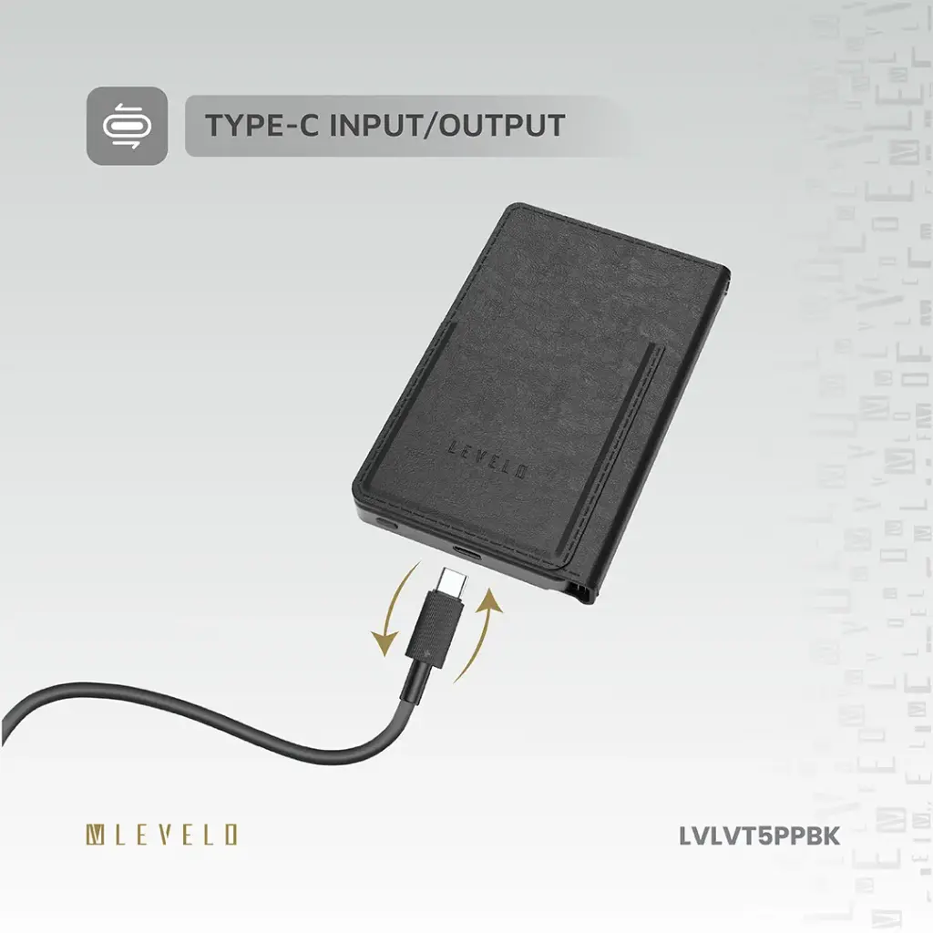 Levelo Vermont Portable 3 in 1 Wallet Power Bank - Black