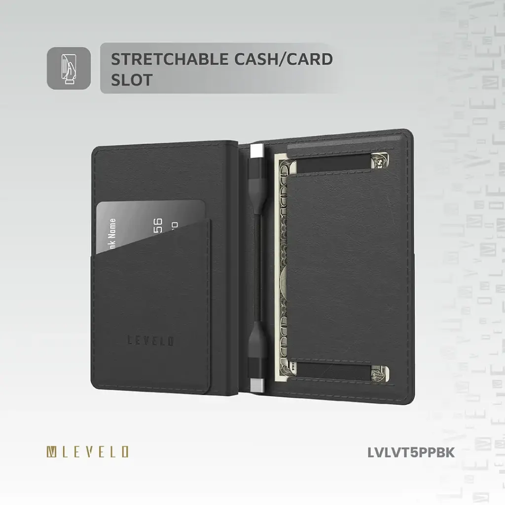 Levelo Vermont Portable 3 in 1 Wallet Power Bank - Black